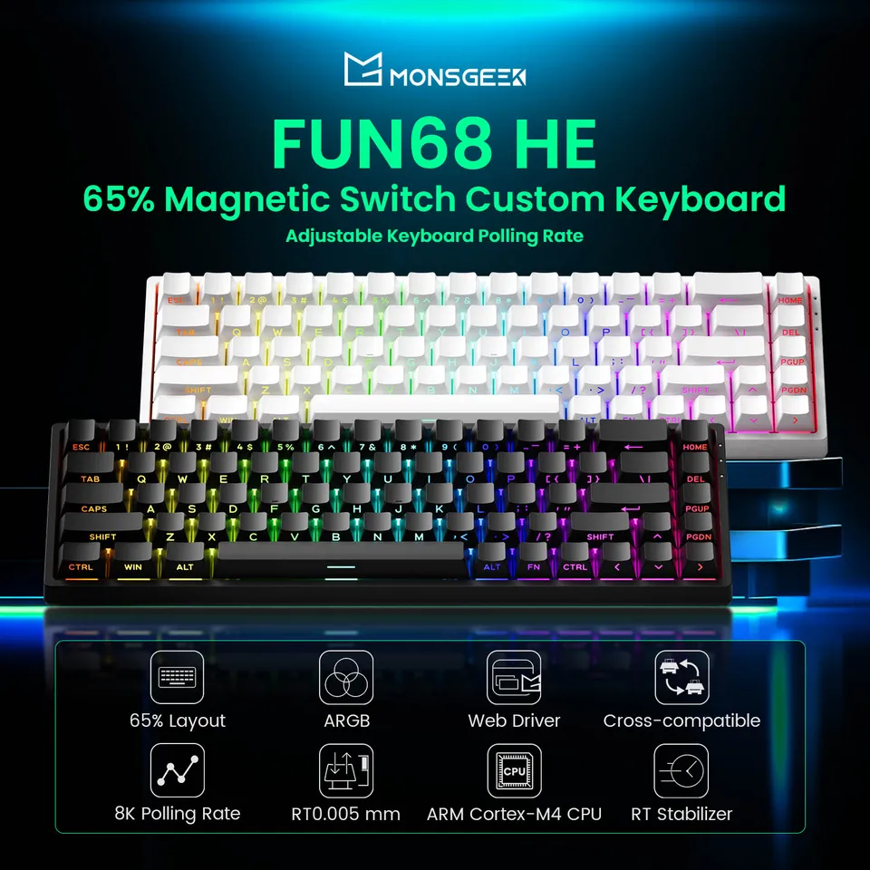 Akko MonsGeek FUN68 HE 磁気キーボード 65% ラピッドトリガー 0.005mm