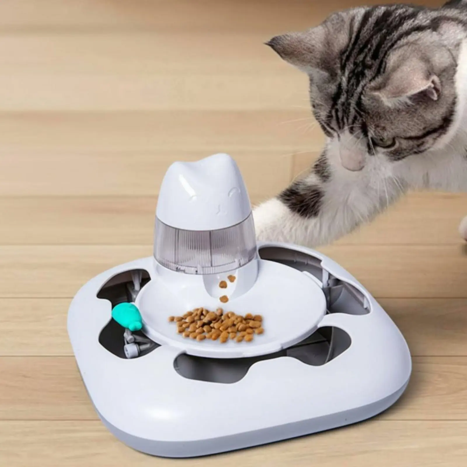 Cat Hunting Game Machine Interactive Play Automatic Cat Toy Electronic Pet Treat Dispenser Random Movement Anti-Rollover Design