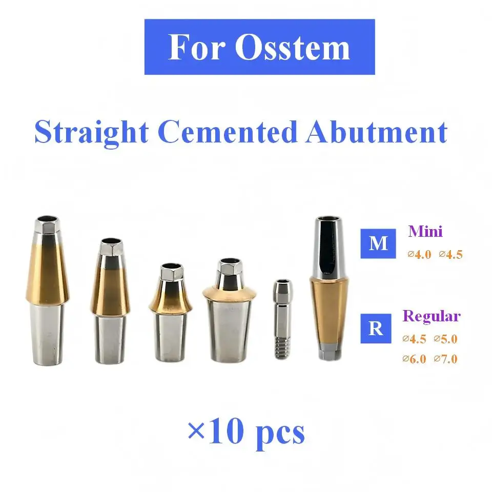 10Pcs Dental Implant Straight Cemented Abutment Compatible Osstem Dia 4.0 4.5 5.0 6.0 7.0 Prosthodontic Artificial Tooth Devices