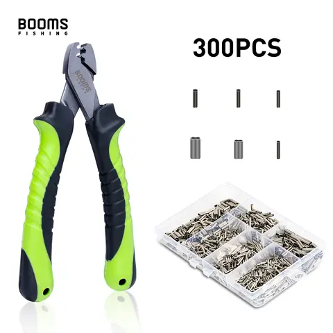 Booms Fishing CP2 낚시 압착 플라이어, 싱글 및 더블 6 사이즈 낚싯줄 배럴 압착 슬리브 도구, 세트당 300 개