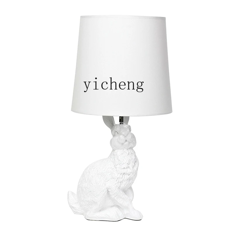 ZC Bedroom Bedside Lamp Creative Rabbit Lamp Cute Personality Desk Learning Eye-Protection Lamp