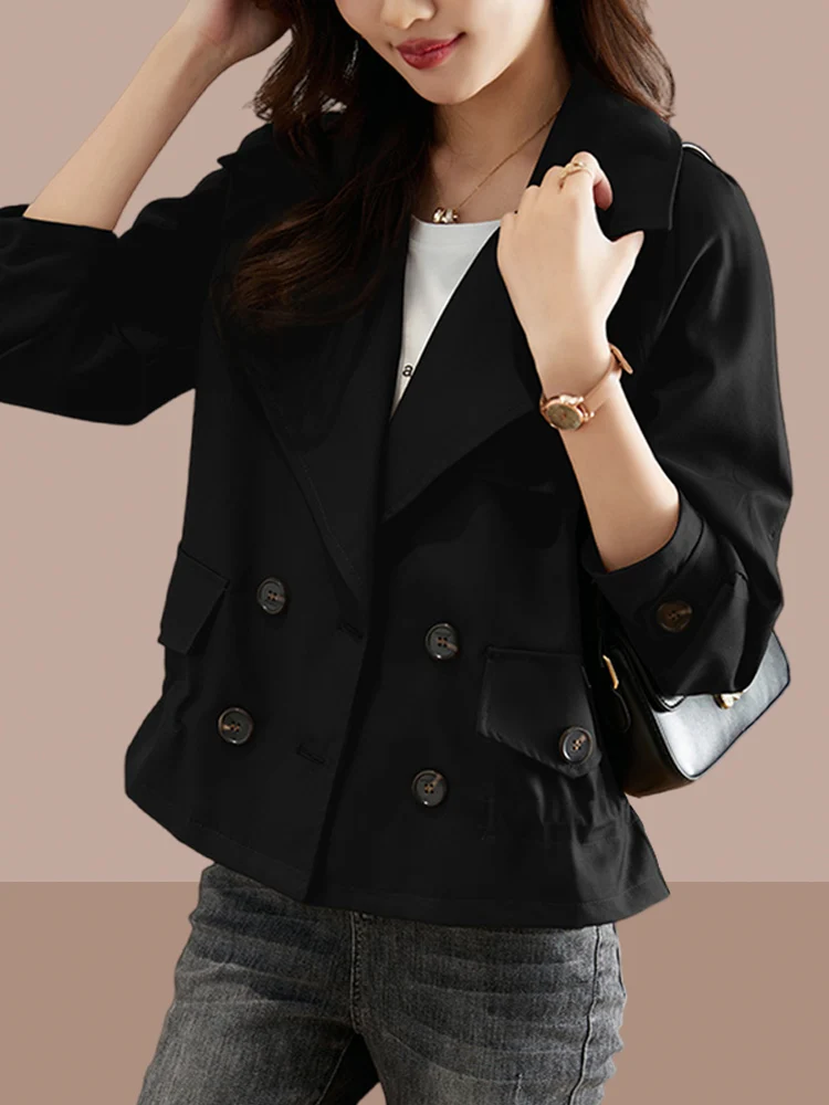 

Короткое пальто Briti Sle для женщин, модная весенне-осенняя одежда, повседневная свободная куртка из ветрозащитного полиэфирного волокна с длинными рукавами