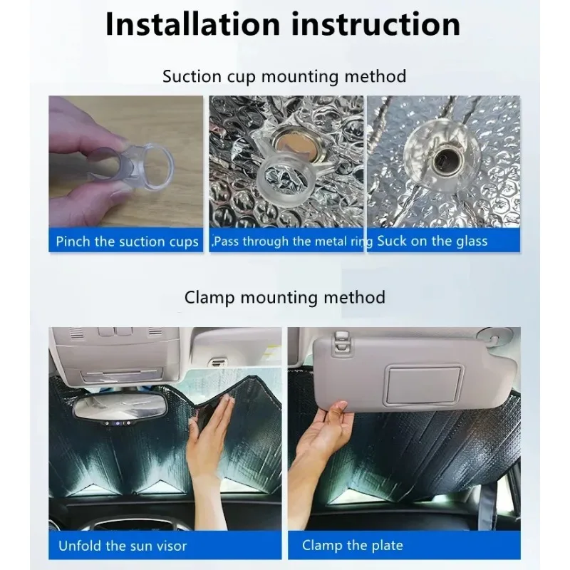140cm Car Windshield Foldable Sun Shade Visor Cover Block Reflector Portable Breathable Anti UV Protector Screen Free image 4