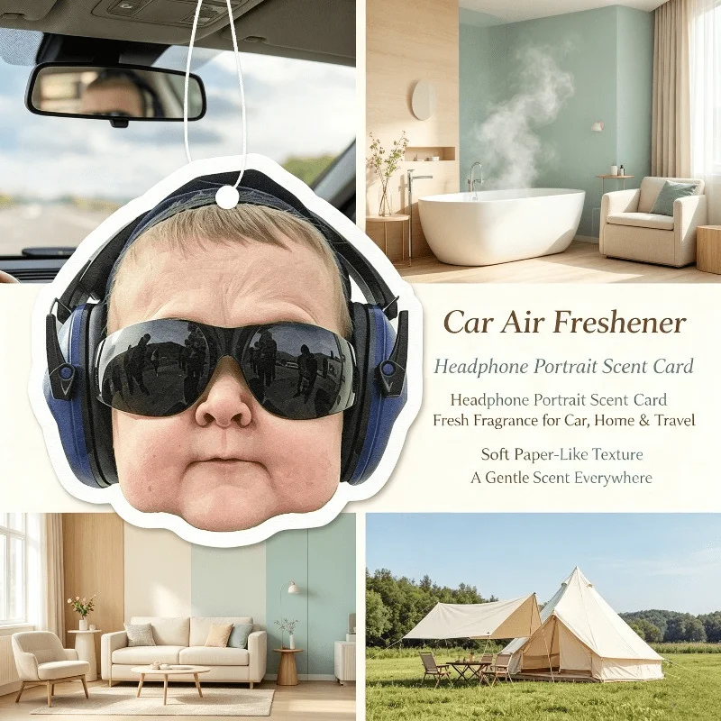 Car Air Freshener Cool Kid With Headphones And Sunglasses Meme Hanging Scent Card for Car Interior Rearview Mirror Ornament Gift