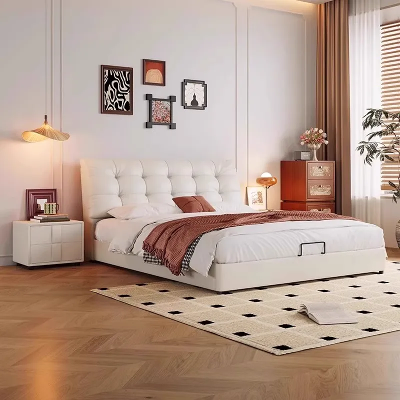 Safe Design Bed Floor Beauty Headboards Bedroom Queen Children Leather Bed Sleeping Sun Letto Matrimoniale Trendy Furniture