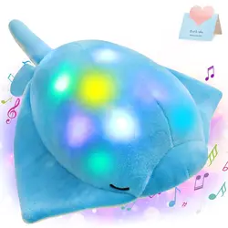 30cm Ocean Animals Plush Toy Stuffed Musical Ray Doll Cute Toys with LED Luminous Glowing Cotton Blue Ray Pillows Gift for Kids