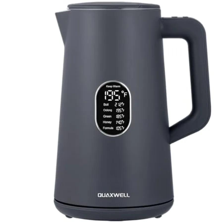 

Электрический чайник 1,5 л из нержавеющей стали с двойными стенками, с функцией Cool Touch, для чая и кофе, быстрое кипячение, 5 температурных режимов, LED-дисплей, модель А