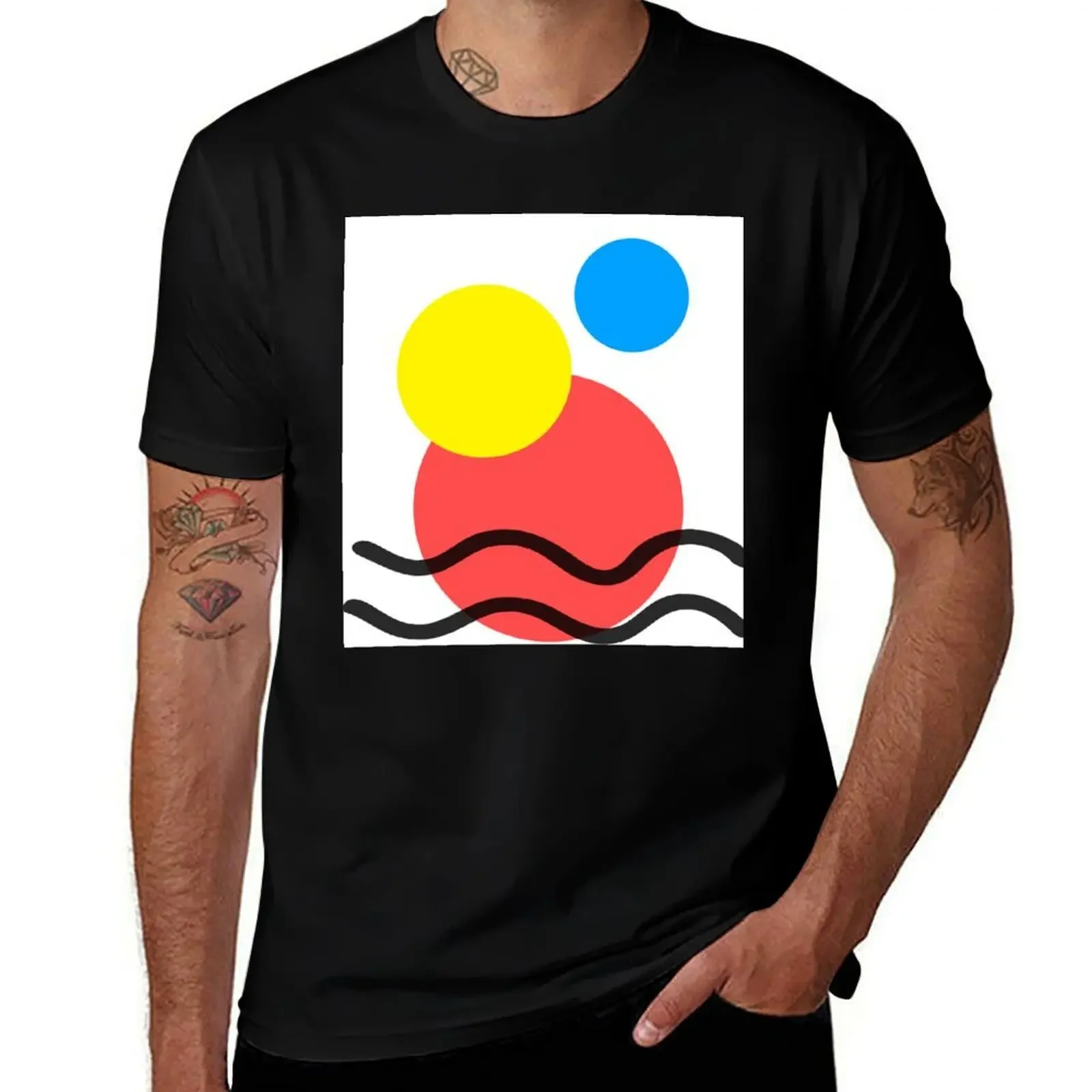 

geometric design with circles and waves T-Shirt oversizeds essential t shirt cute clothes boys whites Short sleeve tee men