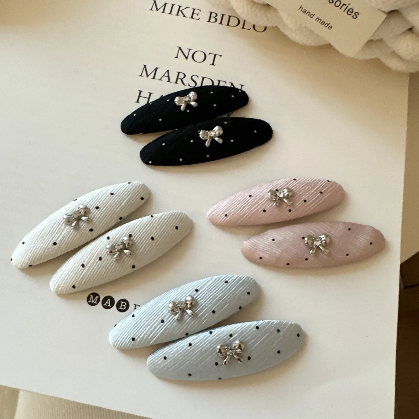 

Polka Dot Silver Bow Hair Clip for Bangs and Flyaway Hair Elegant Side Clip for Women Premium Lightweight Daily Wear