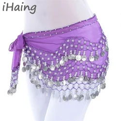 Adult Coins Belly Dance Hip Scarf Glitter Party Stage Performance Carnival Rave Belt Waist Chain Wrap Mini Skirt Indain Costume