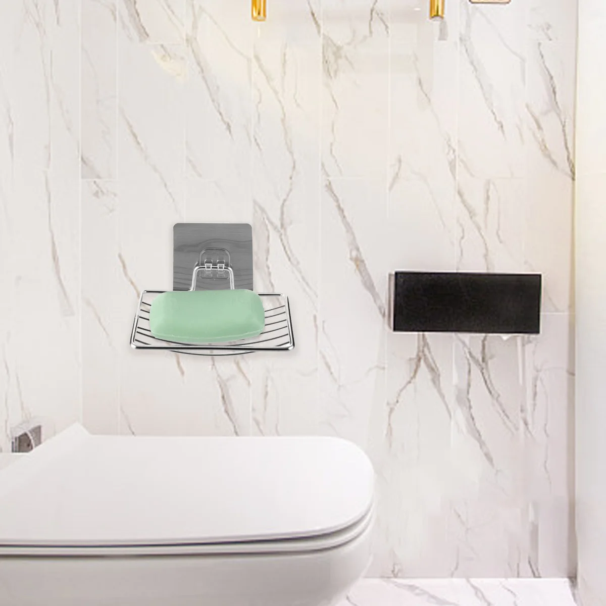 

2pcs Wall Mount Holder Grey Stainless Steel Drain Design Keep Dry Bathroom Kitchen Soap Dish Rack Portable Soap Box Home