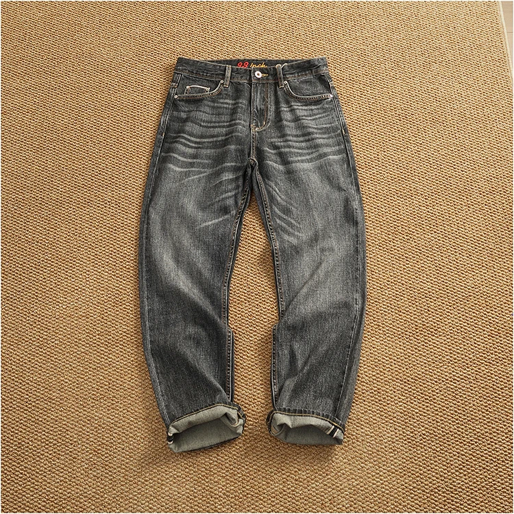 

Autumn New American Retro Heavyweight High-end Comfort Jeans Men's Fashion 95.5% Cotton Washed Old Straight Casual Pencil Pants