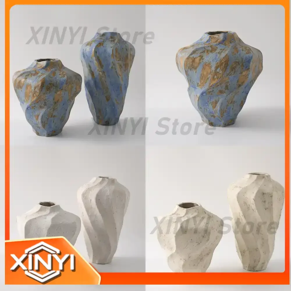 Ceramic Vase for Jingdezhen Style Wabi Sabi Art Decor Rustic Table Centerpiece Large Flower Arrangement Vessel