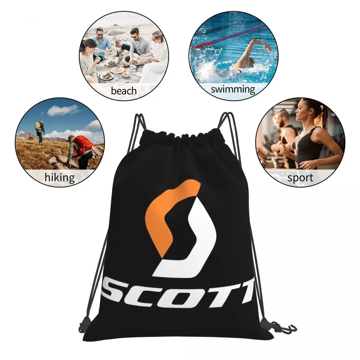 Scott Bike Logo Backpacks Multi-function Portable Drawstring Bags Drawstring Bundle Pocket Sports Bag BookBag For Travel Student