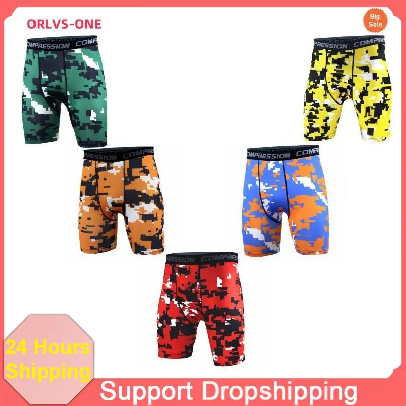 1PC Men's Compression Shorts Camouflage Sports Fitness Tight Pants Summer Stretch Quick Drying Running Basketball Base Underwear