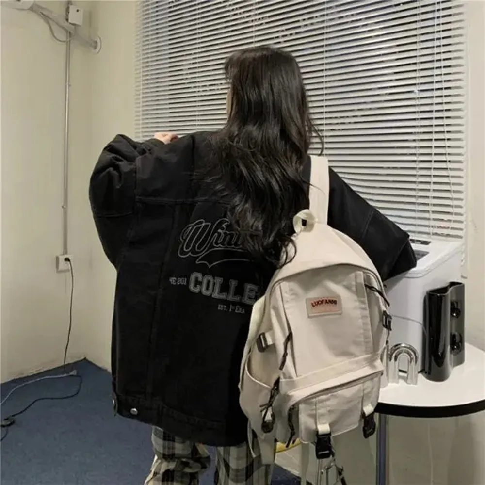 

Denim Jacket Womens Clothing 2025 Autumn Winter Korean Printed Jeans Coat Female Retro Pop Street Loose Denim Top