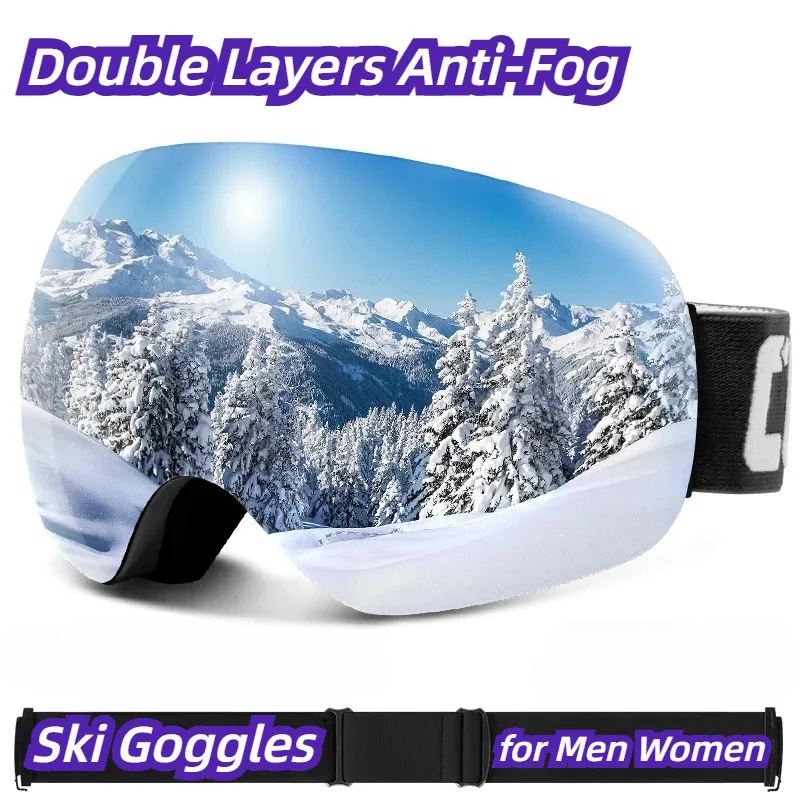 Anti Fog Ski Goggles for Men Women Double Lens Snowboard Glasses with UV Protection Wide View for Winter Sports