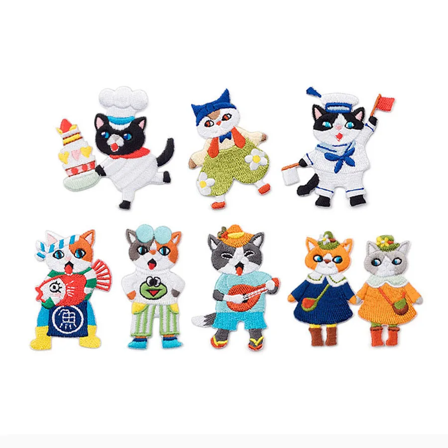 Cartoon Cat Anime Patches Seaman Patch Girl Boy Children Iron for Clothing Embroidery Patch 3d Stickers Decorations