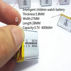 582728 3.7V 400mAh Rechargeable li-Polymer Li-ion Battery For Q50 G700S K92 G36 Y3 Children's smart watches mp3 582828 602828