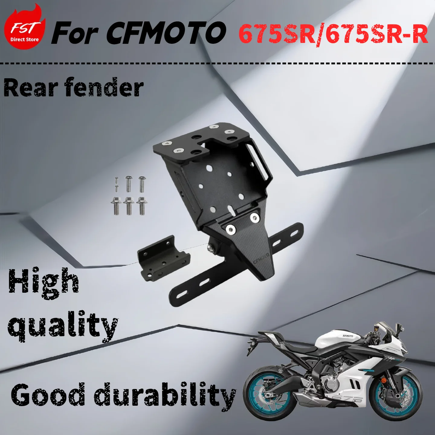 

For CFMOTO 675SR 675SR-R modified short tail combat rear spoiler license plate frame license plate frame rear fender