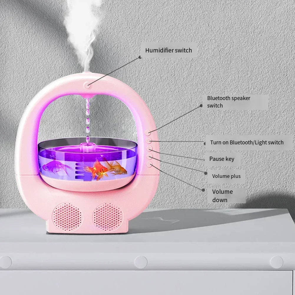 New 4 In 1 Anti Gravity Air Humidifier with Bluetooth Audio Cool Mist Humidifier 700ml Aromatherapy Diffuser for Home Office