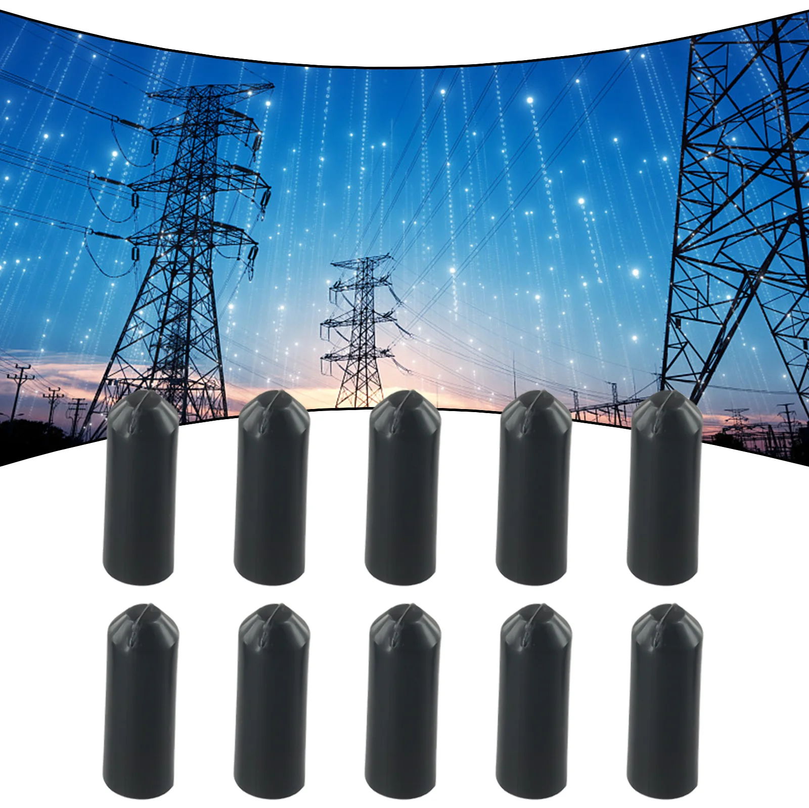 10pcs Warm Shrink End Cable Cap Heat Shrink Sealing Cap Voltage Line Polyolefin For Telecom Power Cables Electrical Equipment