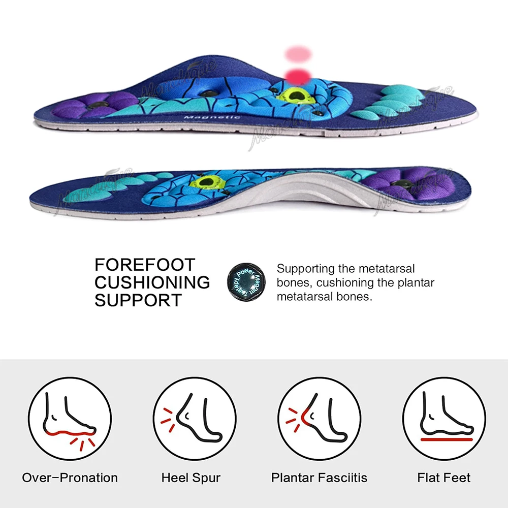 نعل داخلي لتدليك نقاط الوخز لتقويم العظام مع تقنية مغناطيسية ممتص للصدمات وسادة حذاء قابلة للتنفس تساعد على الدورة الدموية