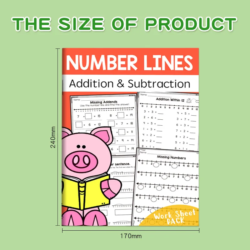 Fun Educational Activity Book Math Workbook Addition Subtraction Practice Book with Number Lines Counting & Coloring Activities