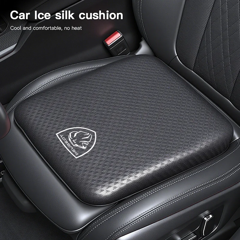 Coussin de siège intérieur de voiture, housse respirante en soie glacée pour Peugeot 206 307 308 3008 207 208 407 408 4008 508 2008 5008 301 205