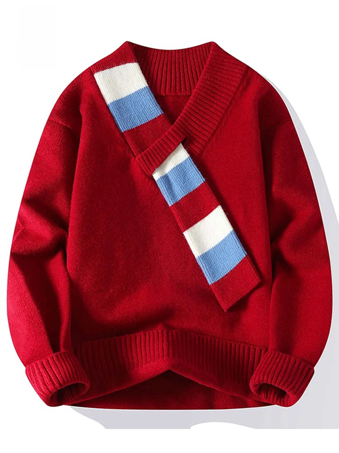 

Мужской теплый вязаный свитер Nainiu с V-образным вырезом, утолщенный, на молнии, в молодежном стиле, модный, зимний, новогодний, незаменимый.