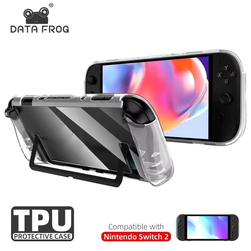 DATA FROG Soft TPU Shockproof Transparent Crystal Protective Shell Cover For Switch 2 Game Console Accessories