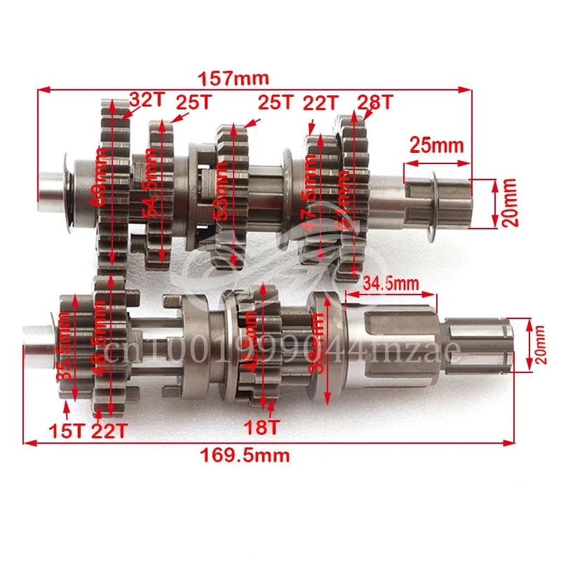 Motocross 250CC Pit Bike Dirt  CG250 5 Speed Main Counter Shaft Transmission Gear Box For Chinese  Electric Foot Start Engines