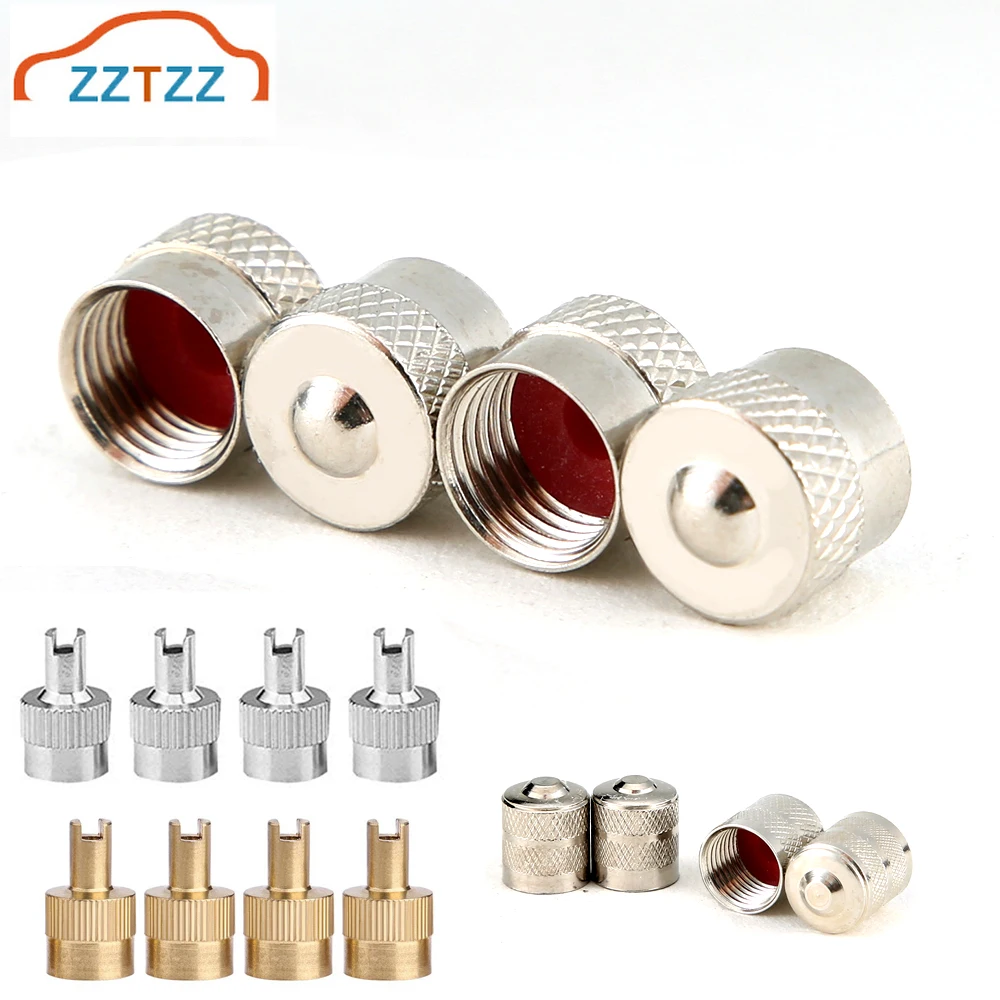 4/8/12Pcs Copper Valve Stem Caps Auto Tire Valve Dustproof Wheel Caps with Rubber Seal Nipple Caps Cover for Car Motorcycle