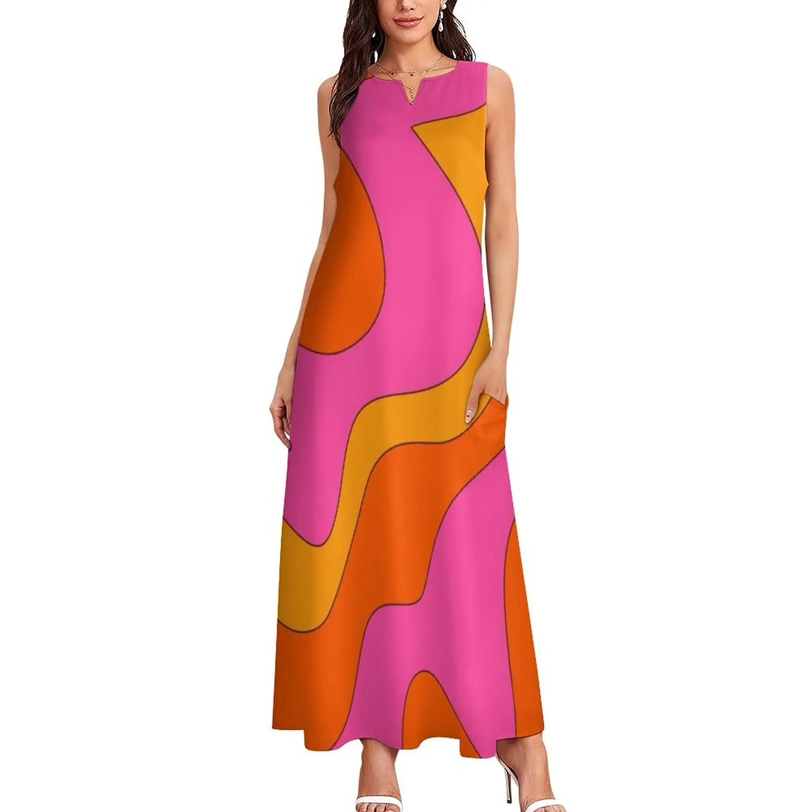 60s and 70s Groovy Retro Pattern Long Dress Dance dresses Party dresses dress dresses summer woman 2024