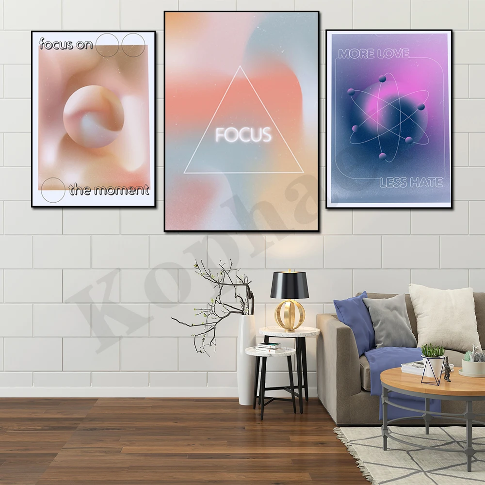 Y2K Aesthetics Abstract Gradient Halo Psychedelic Home Decor Poster