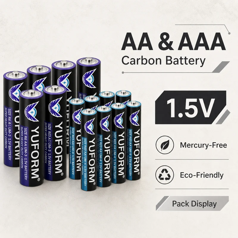 AA AAA Carbon Zinc Dry Battery 1.5V Long Lasting Replacement Cells for Toy Flashlight Remote Control Mouse Clock Radio