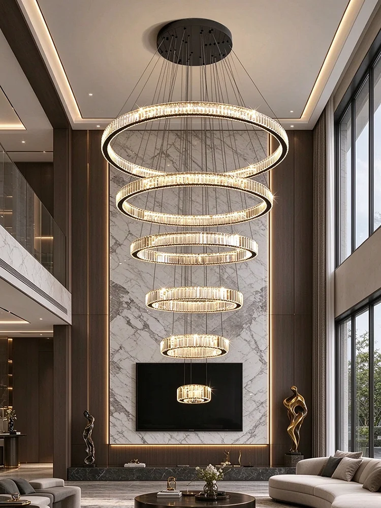 Modern Home Decoration Crystal Chandelier, Stair Pendant Lamp, Living Room Pendant Lights, Interior Lighting