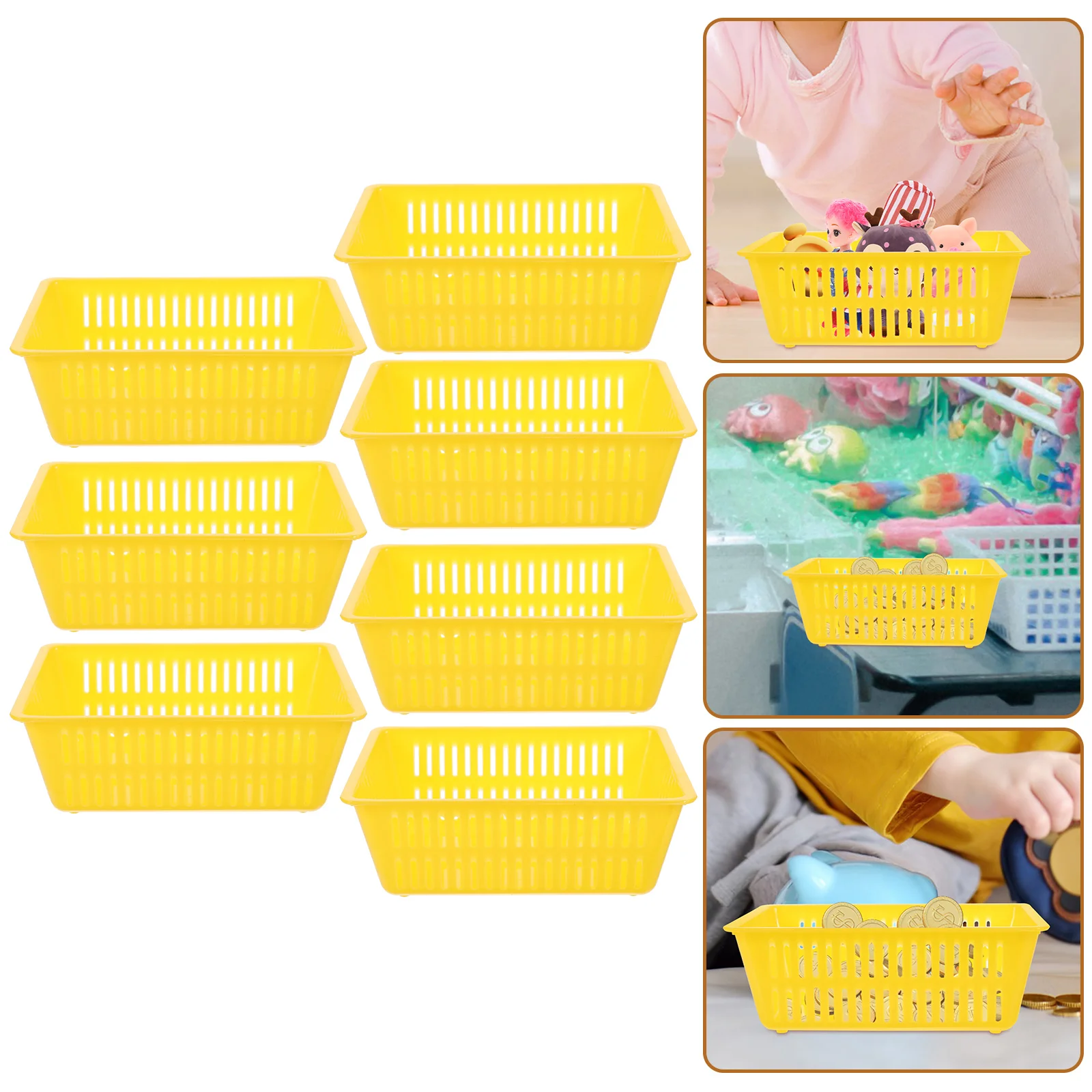 7 Pcs Coin Basket Storage Bins Desktop Drawer Plastic Multipurpose Shopping Sundries