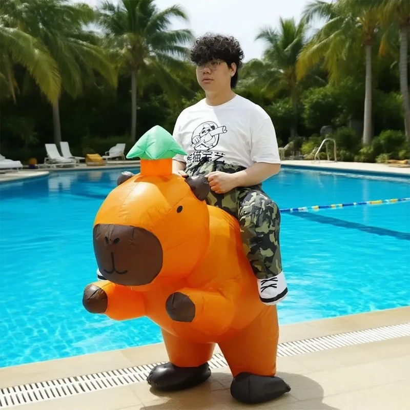 الكبار كابيبارا نفخ البدلة ركوب كابيبارا الجدة لعب الأدوار زي هالوين حفلة فستان نفخ البدلة