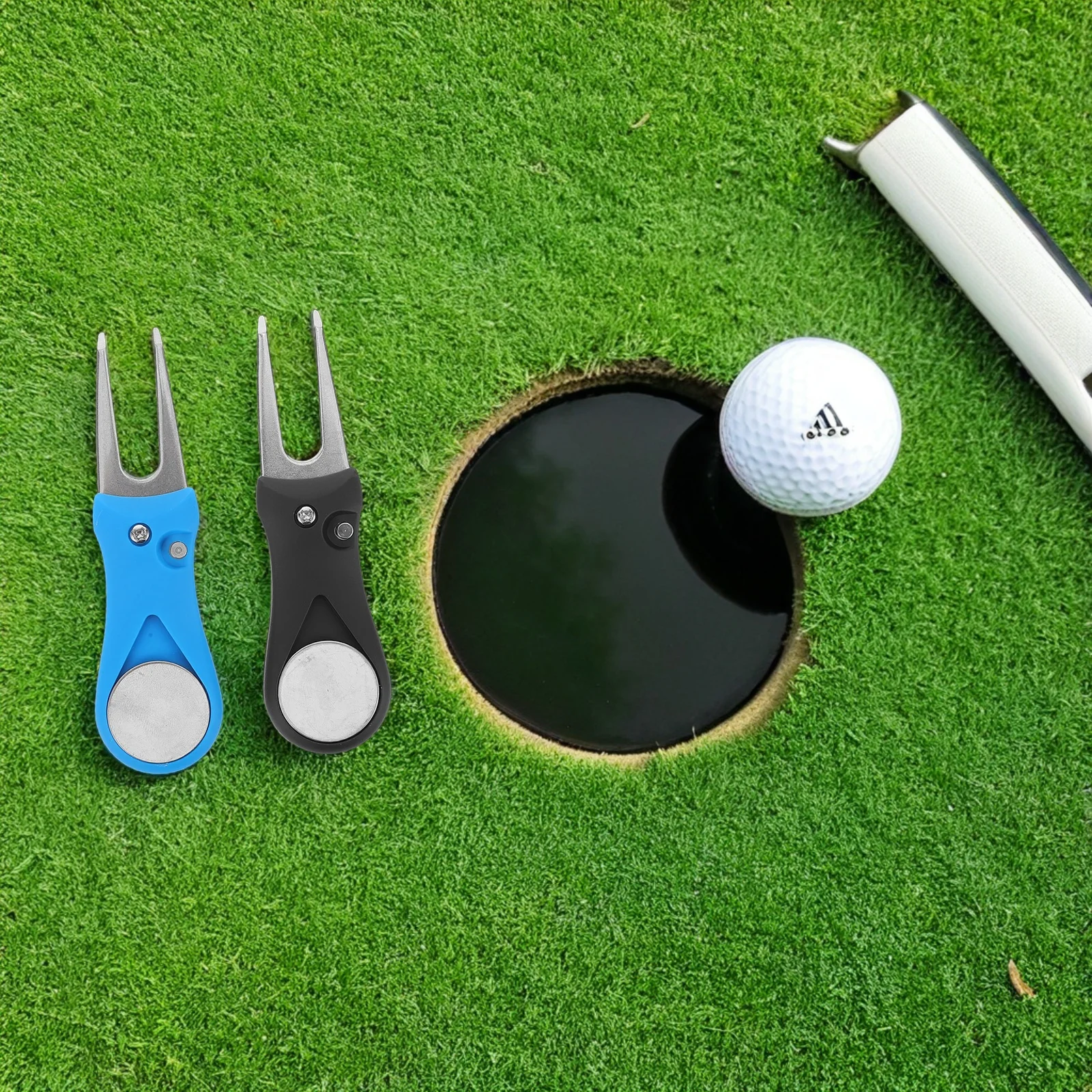 

2pcs Golf Green Fork Divot Repair Tool Stainless Steel Plastic Portable Ball Mark Fixer Lawn Turf Repairer For Golfers