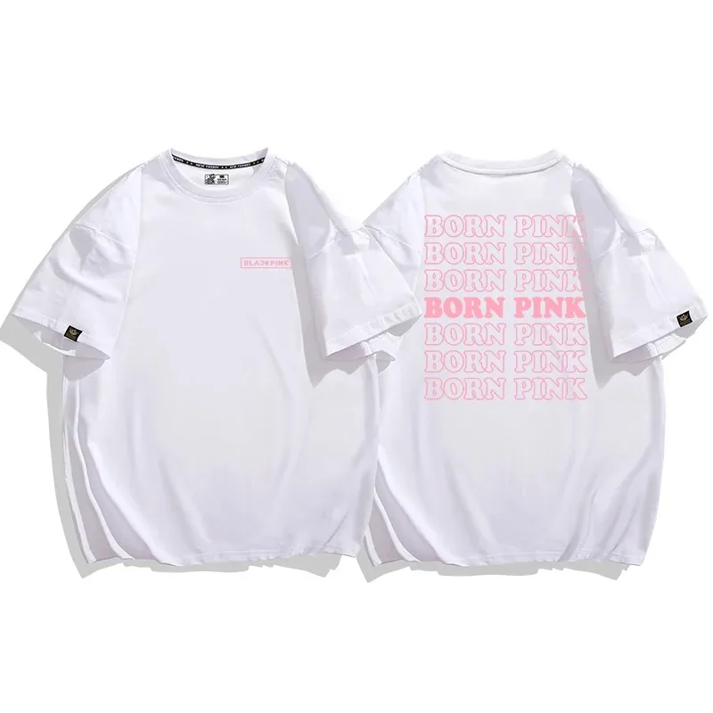 100% Cotton T Shirt Women T-shirt Black Print Pink Kpop Short Sleeve Casual Oversized Girl Tee Fashion Big Size Clothing