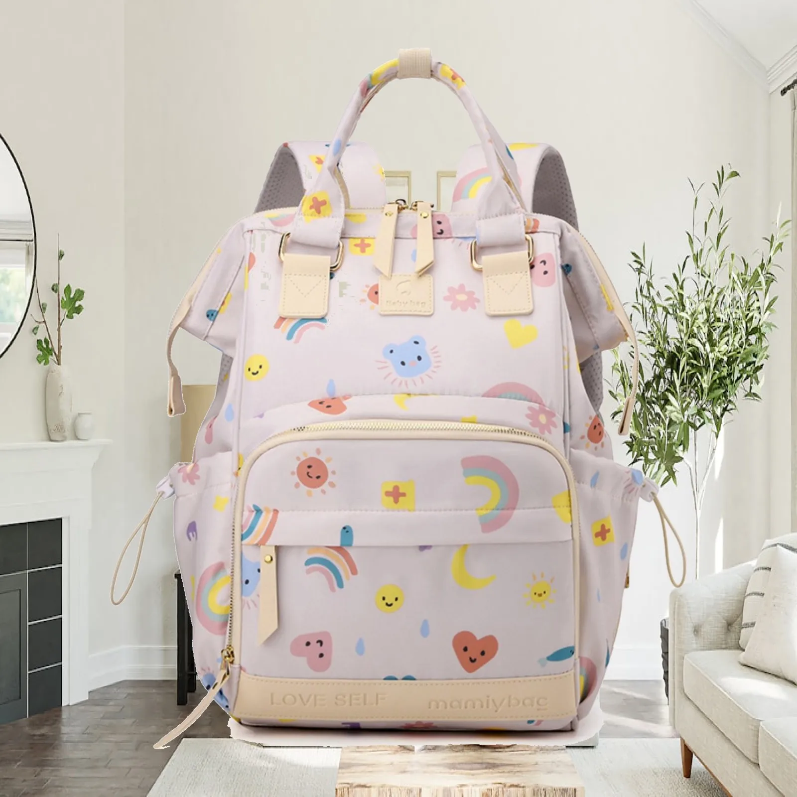 Waterproof Polyester Mom Travel Backpack for Baby Bottles Clothes and Diapers for Day Trips