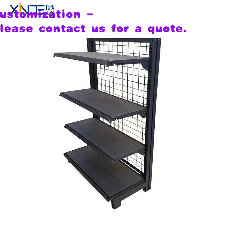 

custom.XINDE Single-Sided Light-Duty Steel Wire Shelf Supermarket Display Rack Grocery Store Use Made Metallic Iron Wood