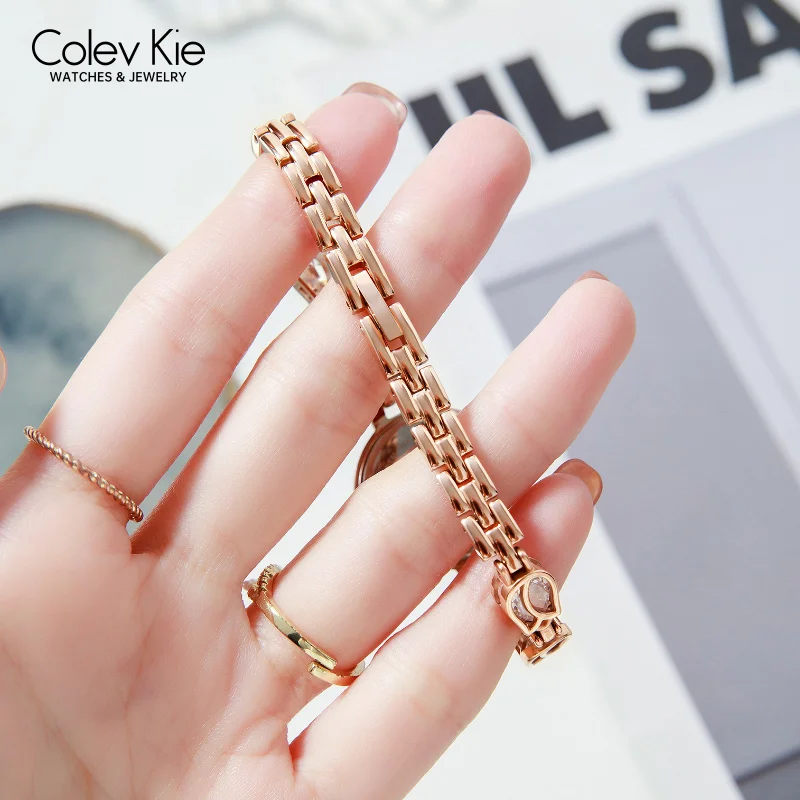 ColevKie Woman Watch Jewelry Diamond Bracelet Strap Small Round Quartz Watches Fashion Luxury Elegant Ladies Wristwatch Gift Set