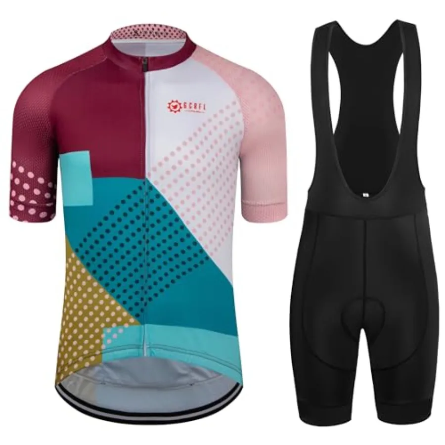 

Men's Cycling Jersey Set with Road Bike Shorts and Sleeveless Jersey Featuring Zipper Pocket and Padded Bib Shorts for High-Per