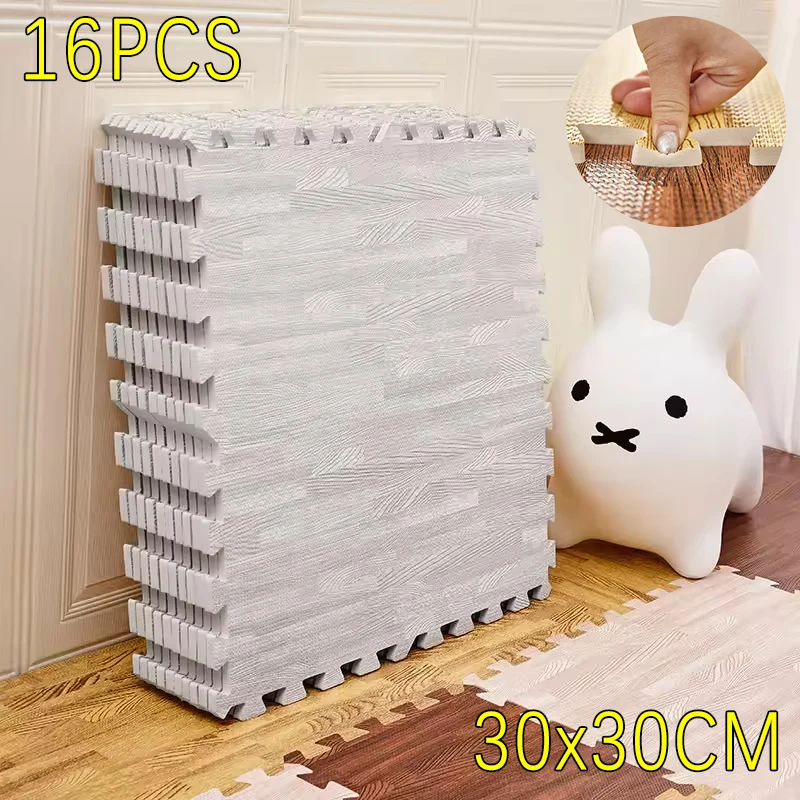 Wood Grain Floor Mats Foam Interlocking Mats Each Tile 1 Square Foot Thick Flooring Wood Mat Tiles Home Office Playroom Basement