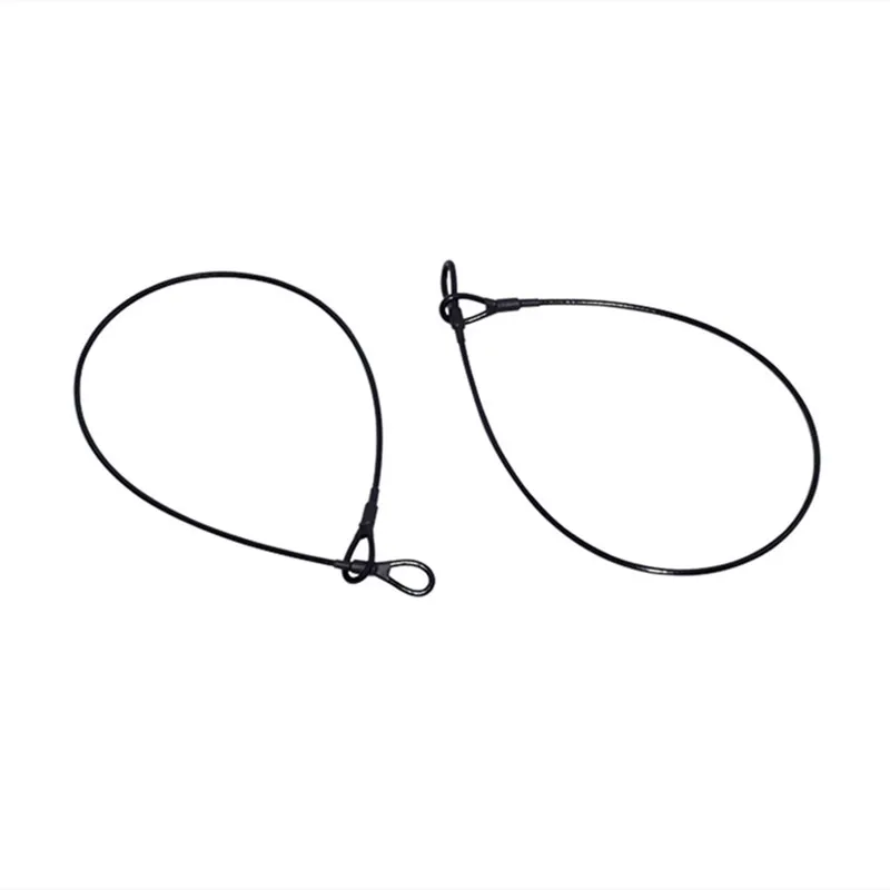 Security Wire Rope Lanyard, Tag anti-roubo, Prevenção de perda EAS, Preto, Pacote 100 pcs