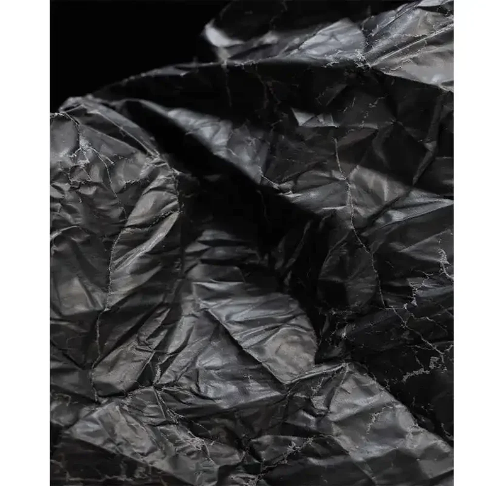 

Матовая ткань с покрытием, серая, плиссированная, жесткая, дизайнерская, для пошива одежды, оптовая продажа, ткань на метры, материал для рукоделия