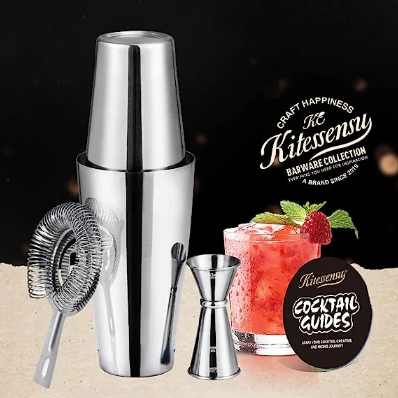 

5PCS Cocktail Mixing Tools Set Stainless Steel Bartender Kit Cocktail Shaker Bar Tool Kit Wine Martini Sharker Drink Mixer Set