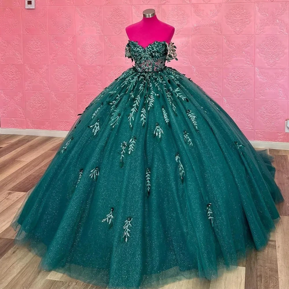 تيل الأميرة Quinceanera الكرة ثوب ، تول يزين ، قبالة الكتف ، الحلو 16 فساتين ، 15 سنوات المكسيكي